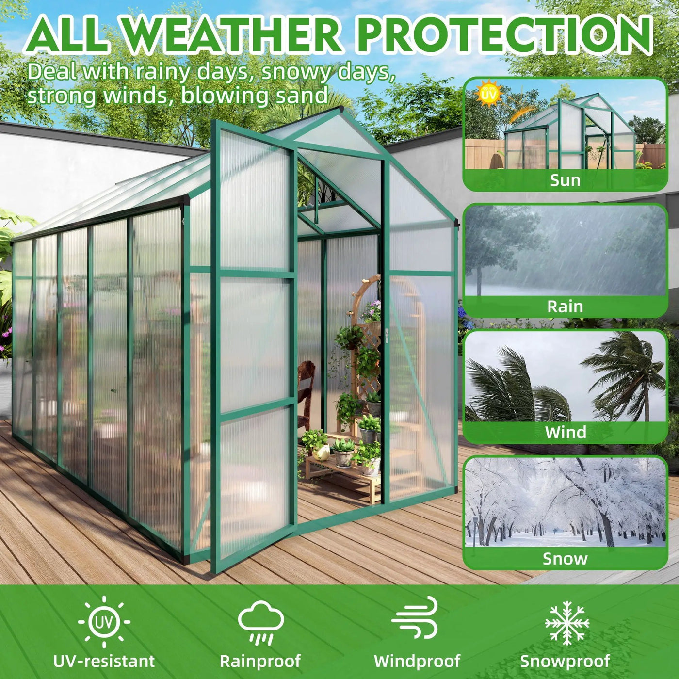 Polycarbonate Walk-In house, Raised Base For Outdoor In All Season by HouseOfZazla