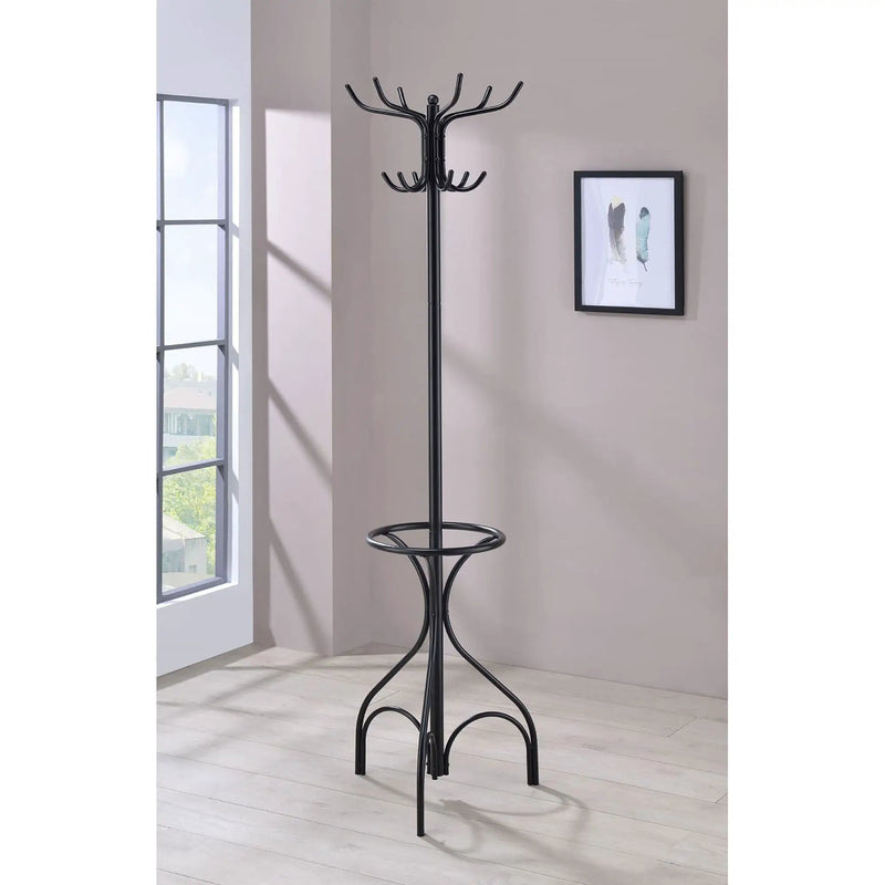 12 Hook Coat Rack With Umbrella Holder - Black by HouseOfZazla