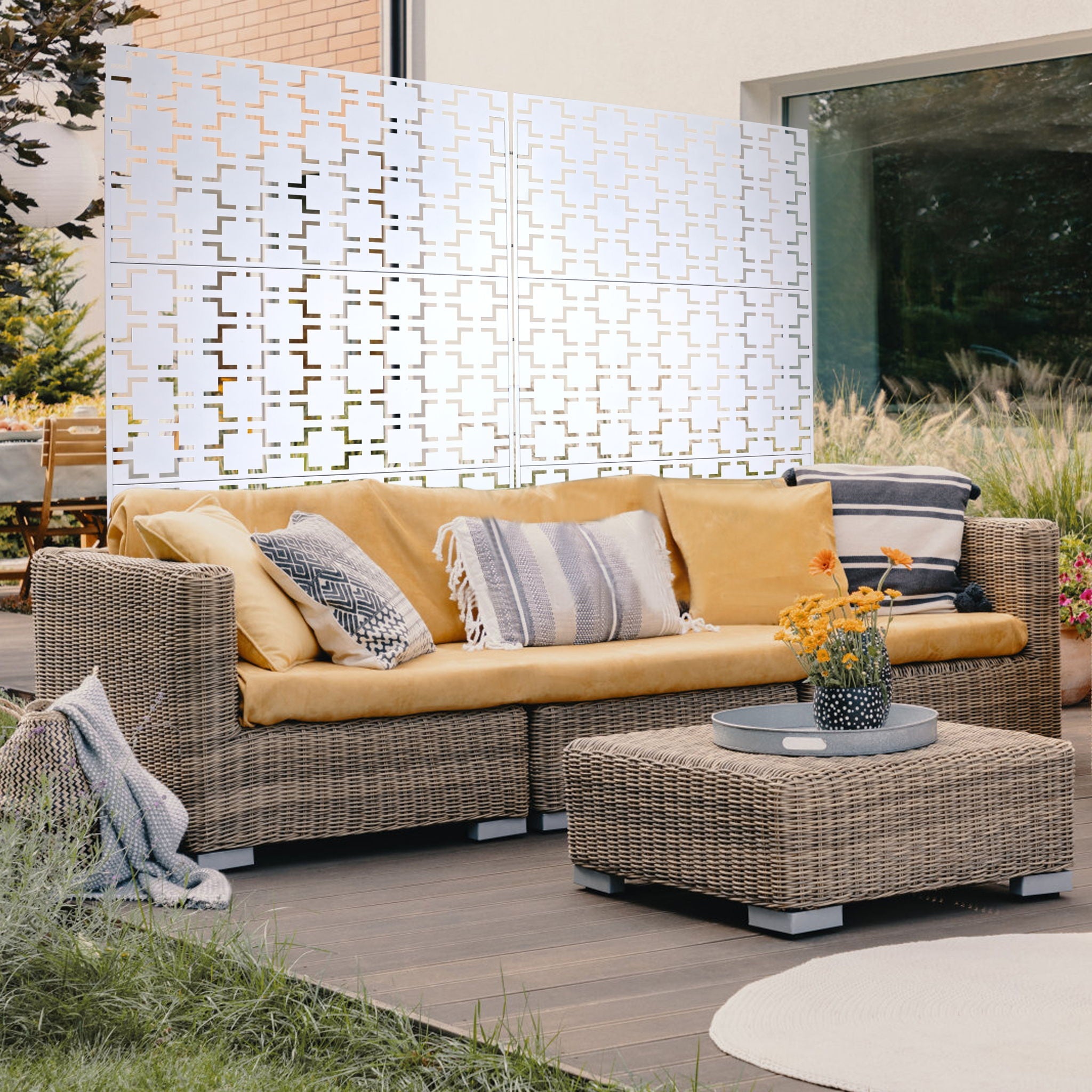Outdoor & Indoor Metal Privacy Freestanding Decorative Screen by Unique Piece Furniture
