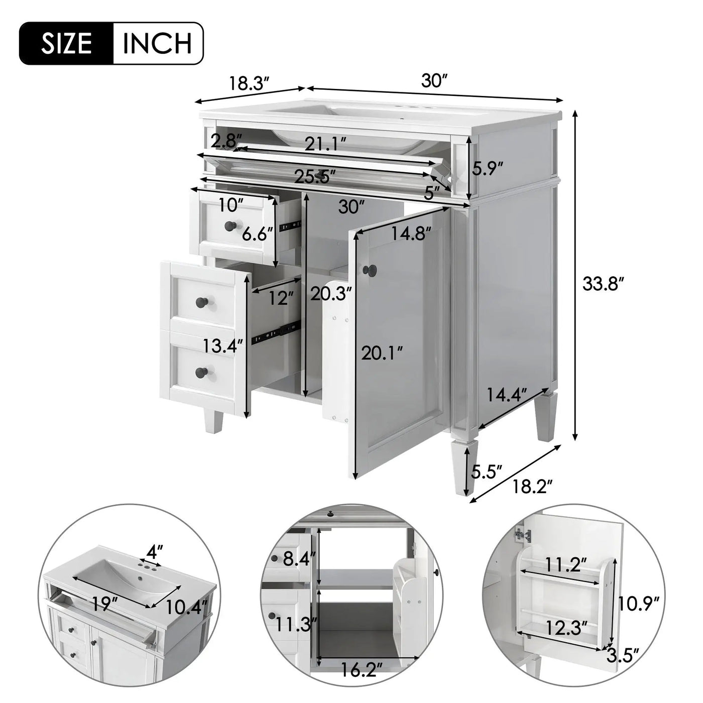 Bathroom Vanity With Top Sink, Storage Cabinet With 2 Drawers, Tip Out Drawer by HouseOfZazla