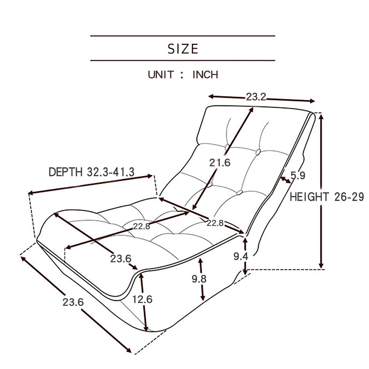 Reclining Japanese Chair with Adjustable Back - Fabric, photo 5 of 12