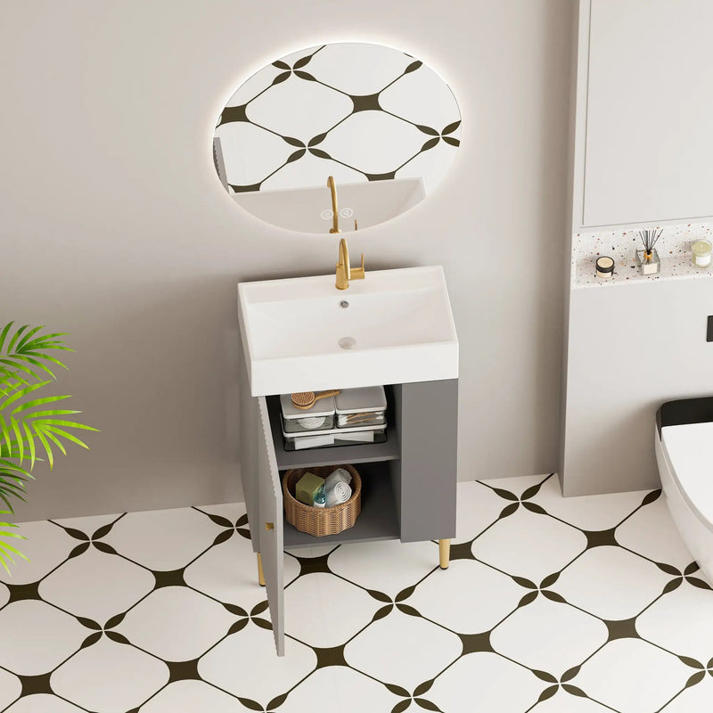 21.6" Open-Shelving Vanity with Ceramic Sink by HouseOfZazla