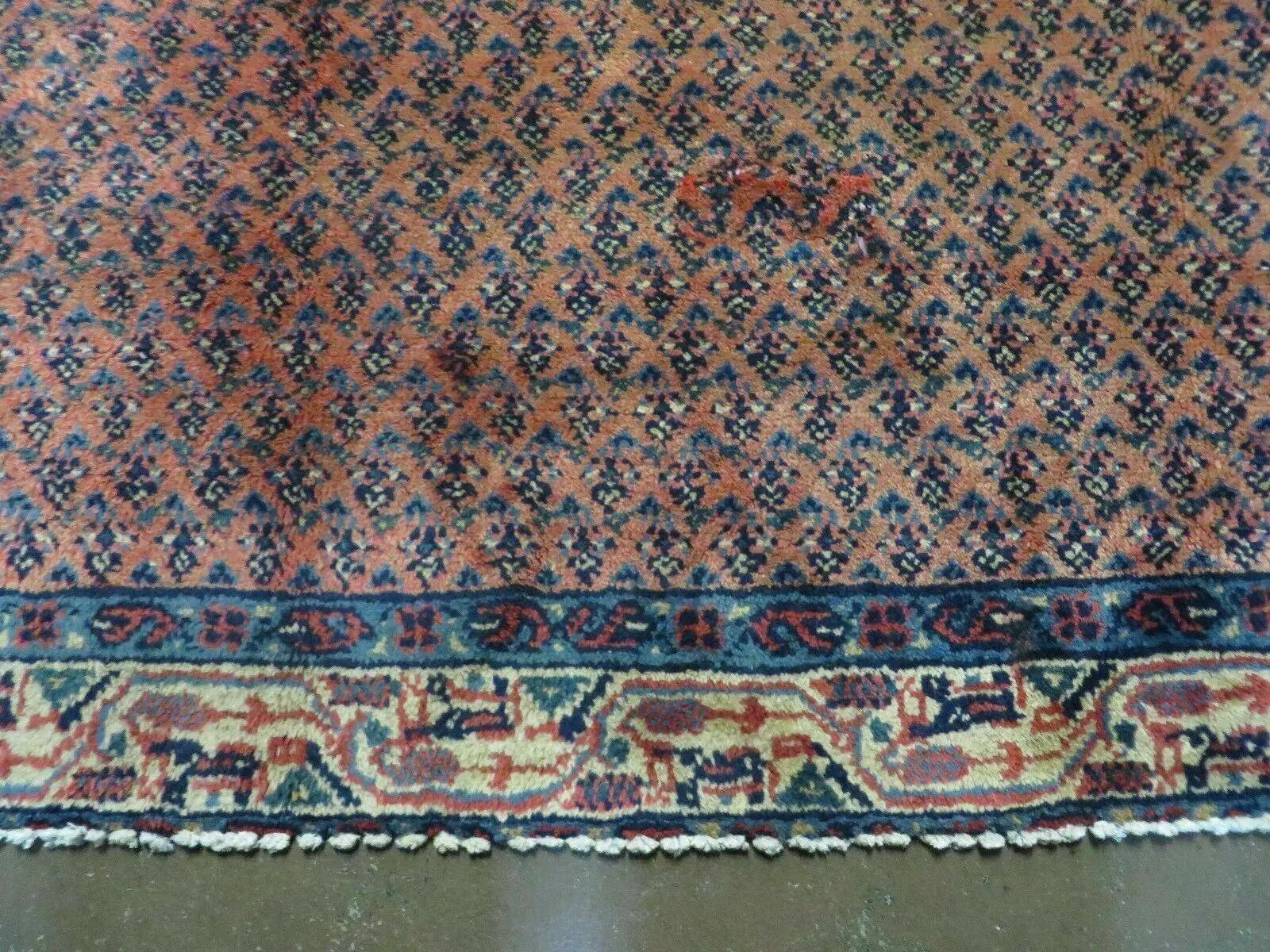 Antique Persian Seraband Runner 3.7 x 11 - Red, Wool, Mir Pattern by Jewel Rugs