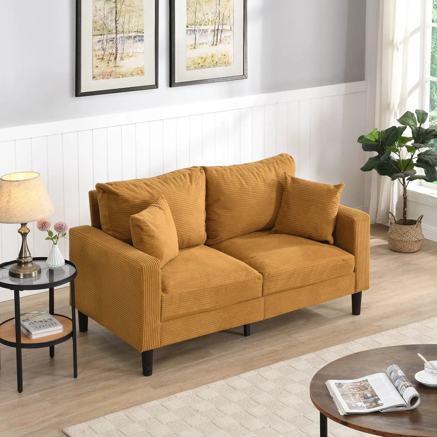 High Resilience Loveseat Sofa With Wooden Frame by HouseOfZazla