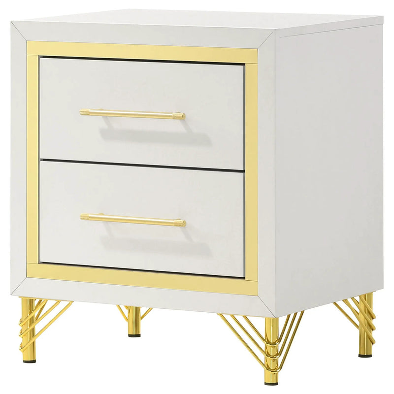 Chesney - 2 Drawer Nightstand With Trim, Bedroom Side Table - White by HouseOfZazla