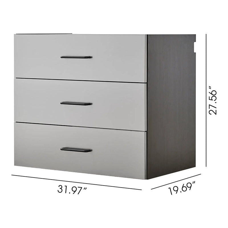 Astro Series - Wall Mounted Base, Drawer Storage Cabinet With Soft Closing Features - Metallic Gray by HouseOfZazla