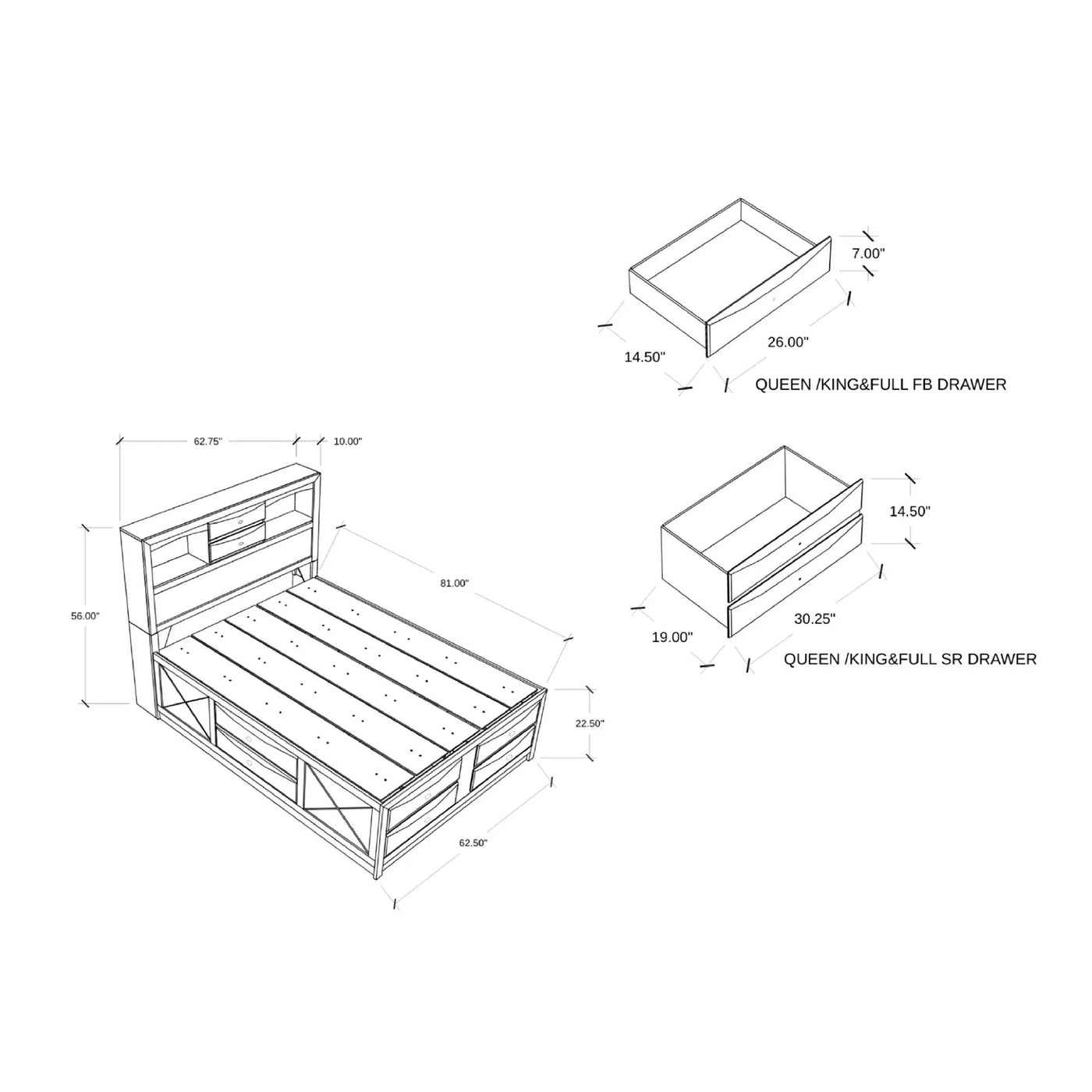 Lucille - Bed With Storage And Bookcase Headboard by Unique Piece Furniture