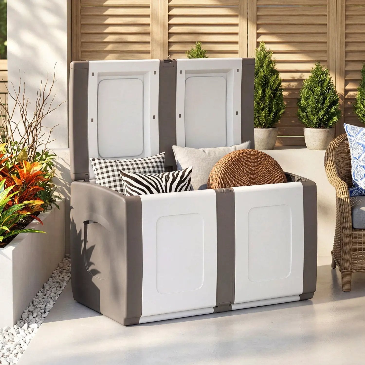 53 Gallon Patio Container with Lockable Lid for Packages and Garden by DirectDeals