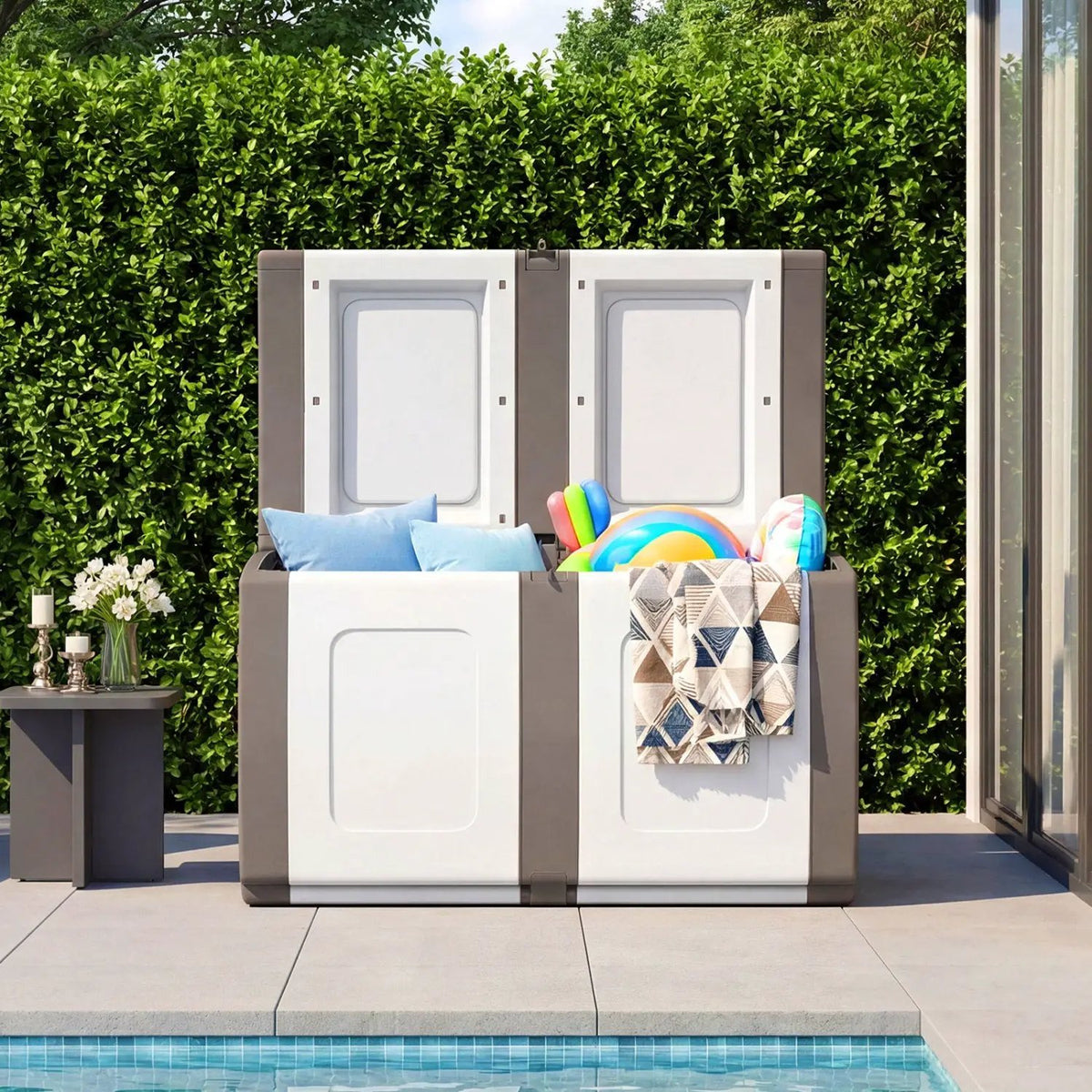 53 Gallon Patio Container with Lockable Lid for Packages and Garden by DirectDeals