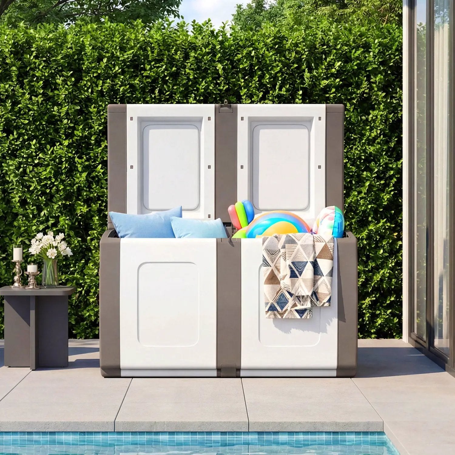 53 Gallon Patio Container with Lockable Lid for Packages and Garden by DirectDeals