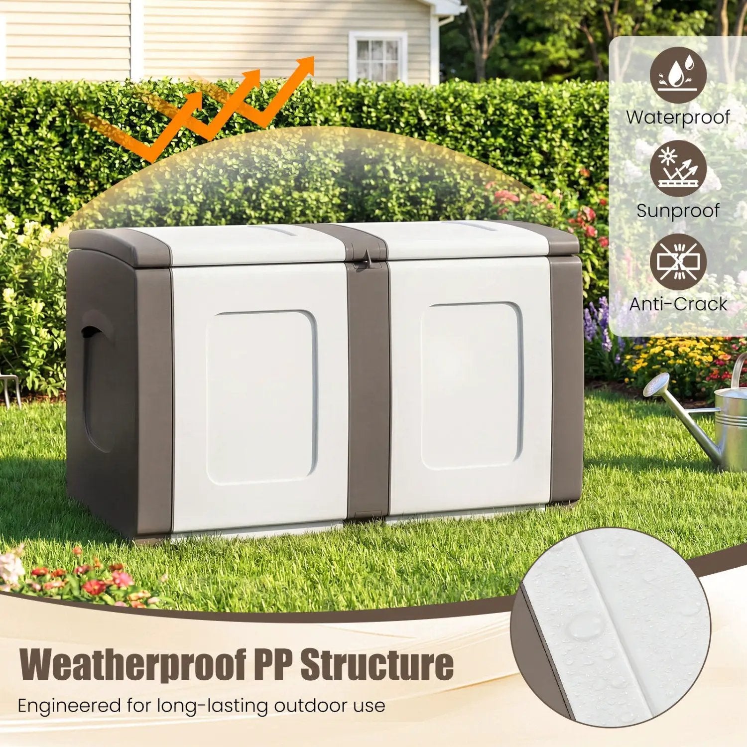 53 Gallon Patio Container with Lockable Lid for Packages and Garden by DirectDeals