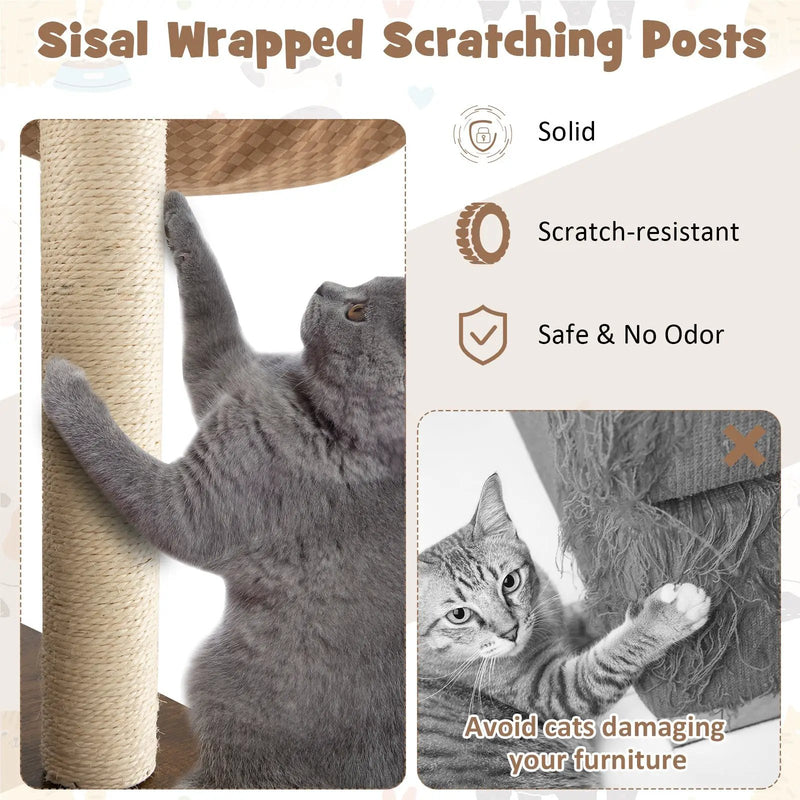 53 Inch Cat Tree with Condo and Swing Tunnel by DirectDeals