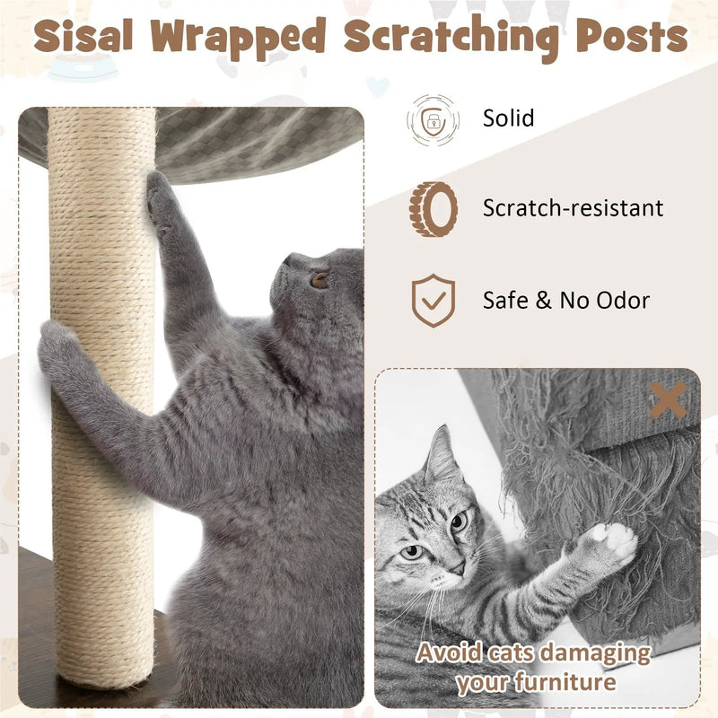 53 Inch Cat Tree with Condo and Swing Tunnel by DirectDeals