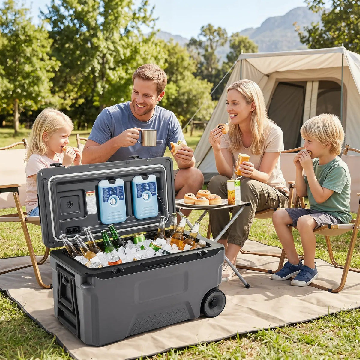 53 Quart Rolling Cooler with Wheels and Fish Ruler by DirectDeals