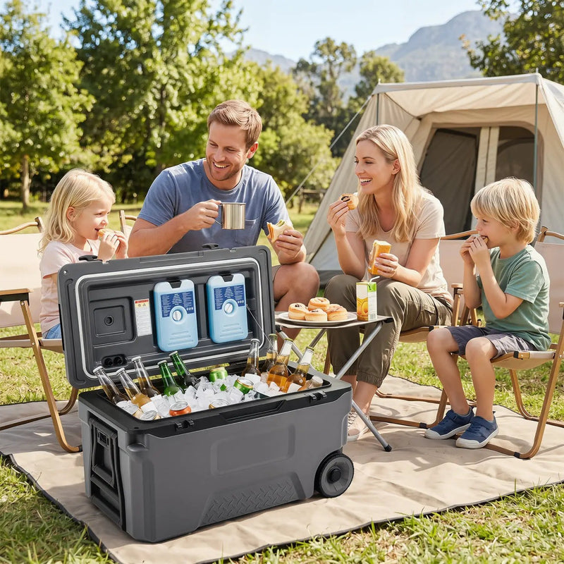 53 Quart Rolling Cooler with Wheels and Fish Ruler by DirectDeals