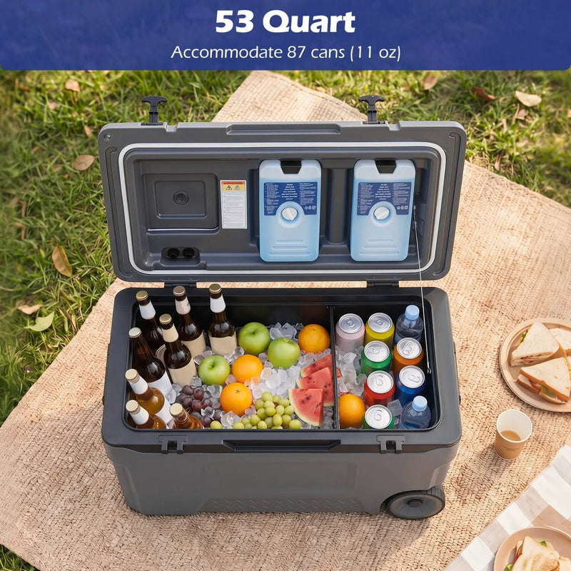 53 Quart Rolling Cooler with Wheels and Fish Ruler by DirectDeals