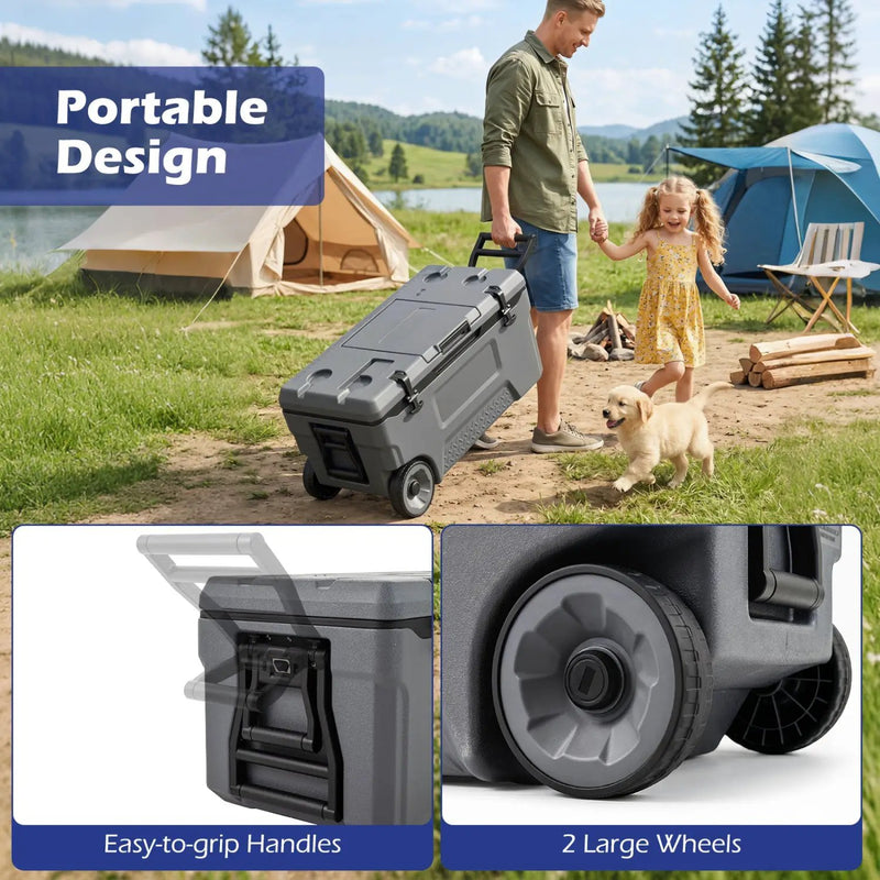 53 Quart Rolling Cooler with Wheels and Fish Ruler by DirectDeals