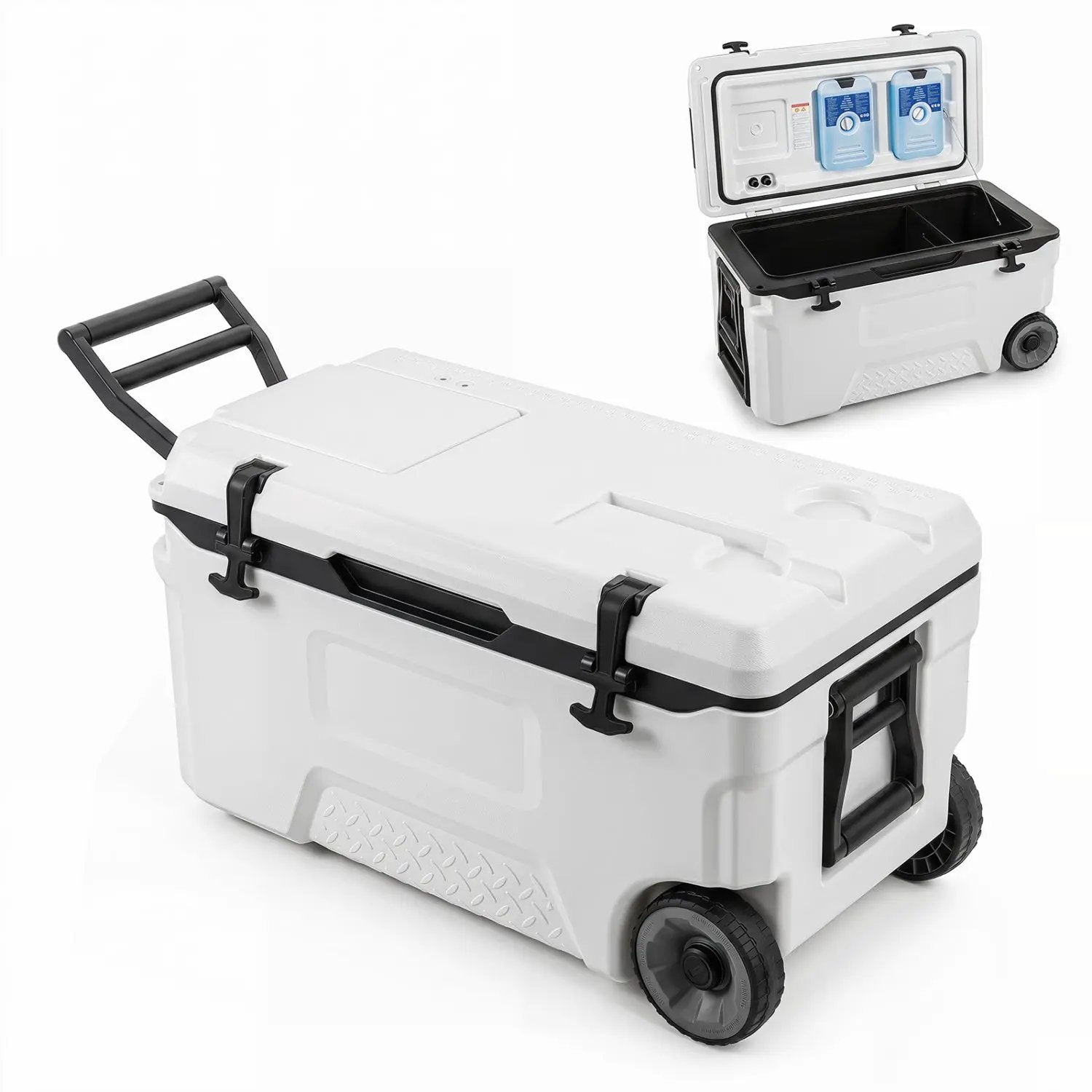 53 Quart Rolling Cooler with Wheels and Fish Ruler by DirectDeals
