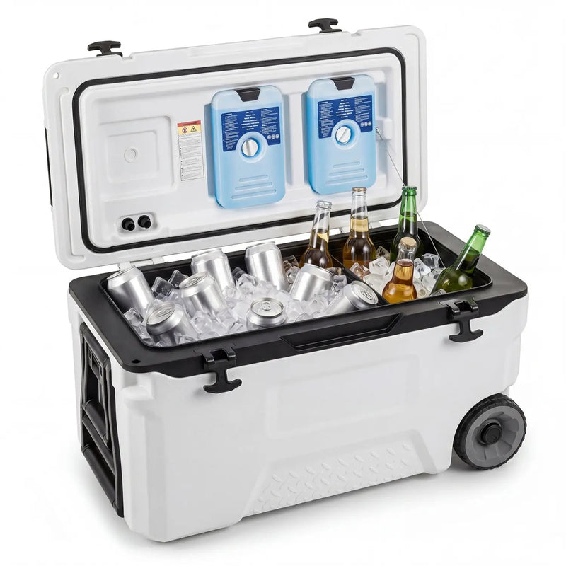 53 Quart Rolling Cooler with Wheels and Fish Ruler by DirectDeals