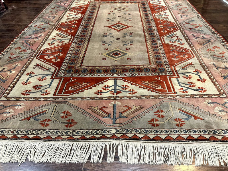 Large Turkish Milas Rug 10x13, Gray, Vintage, Wool on Wool by Jewel Rugs