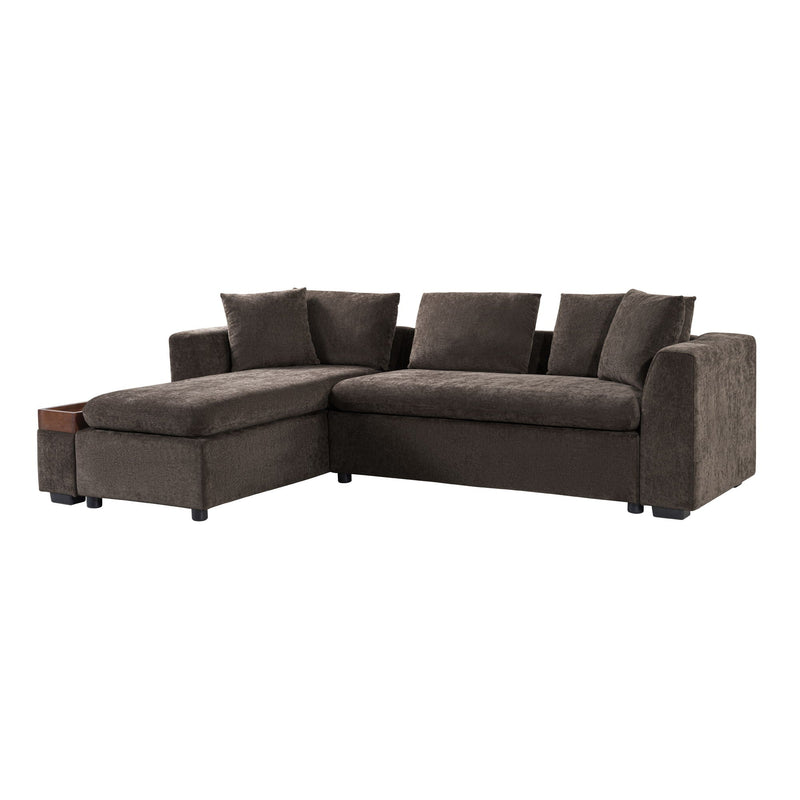 Modern L Shaped Sectional Sofa With Upholstery And Wooden Storage by HouseOfZazla