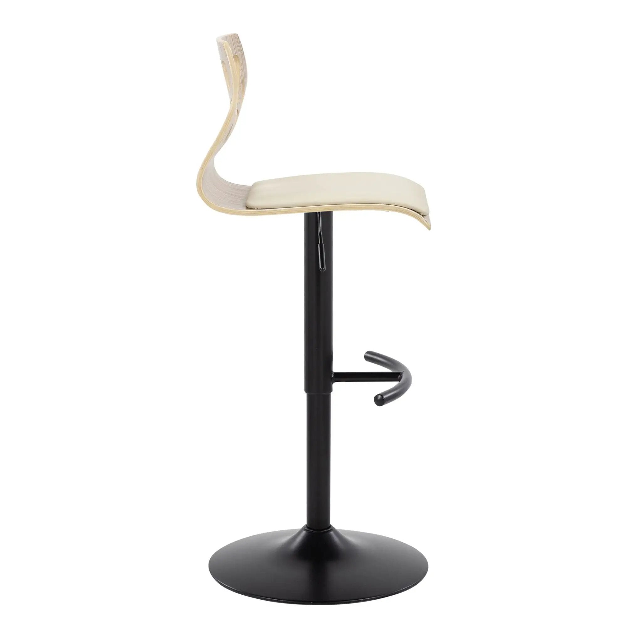 Folia - Mid Century Modern Adjustable Barstool With Swivel With Rounded T Footrest (Set of 2) by Unique Piece Furniture