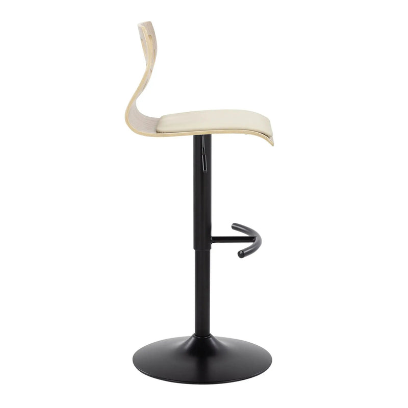 Folia - Mid Century Modern Adjustable Barstool With Swivel With Rounded T Footrest (Set of 2) by HouseOfZazla