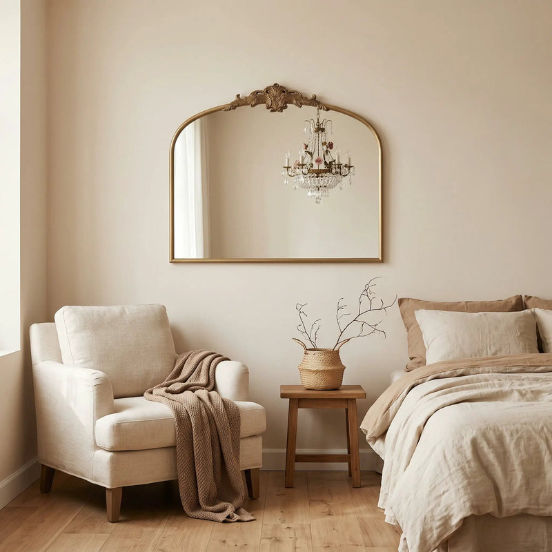 32''x24.4'' Baroque Vintage Arched Wall Mirror by HouseOfZazla