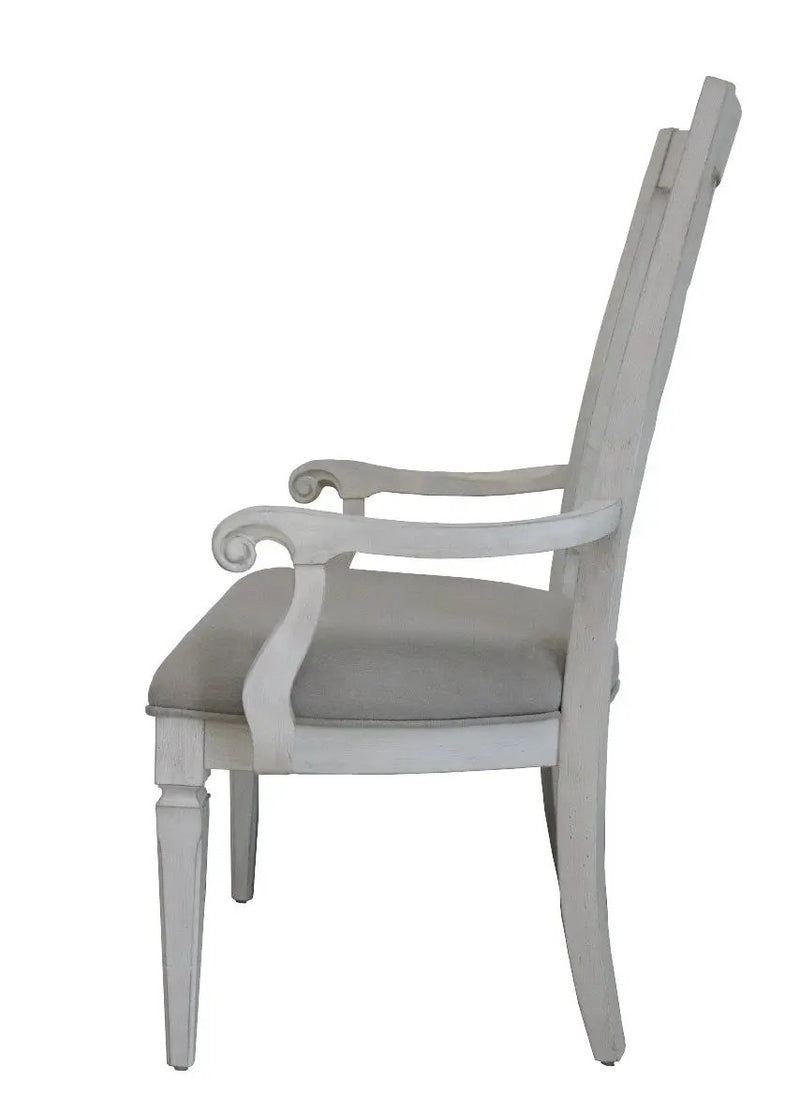 Katia - Arm Chair (Set of 2) - Light Gray Linen & Weathered White by Unique Piece Furniture
