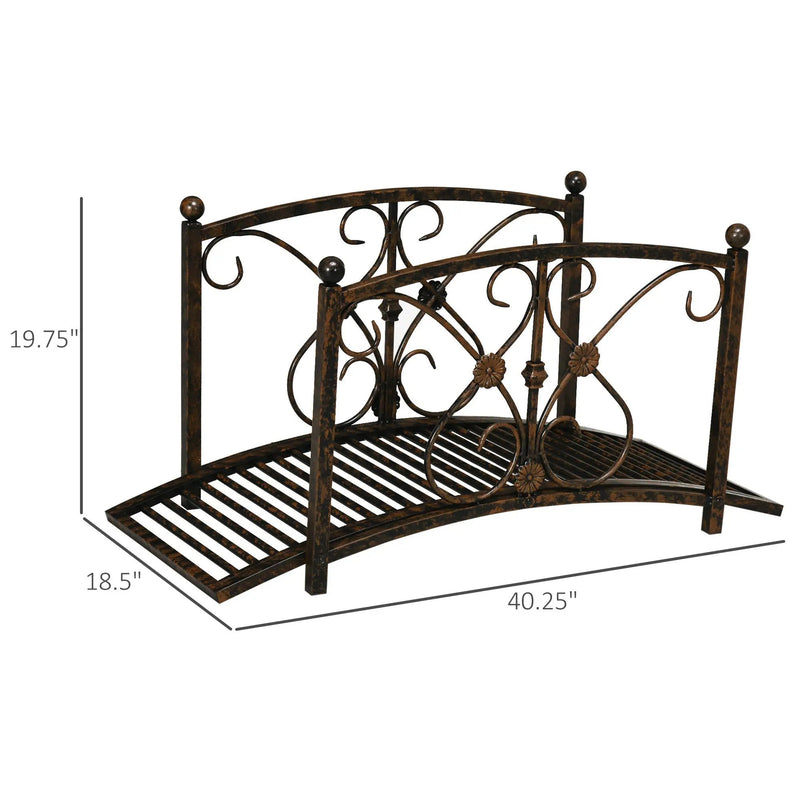 Outsunny 3.3FT Metal Arch Zen Garden Bridge with Safety Siderails by HouseOfZazla