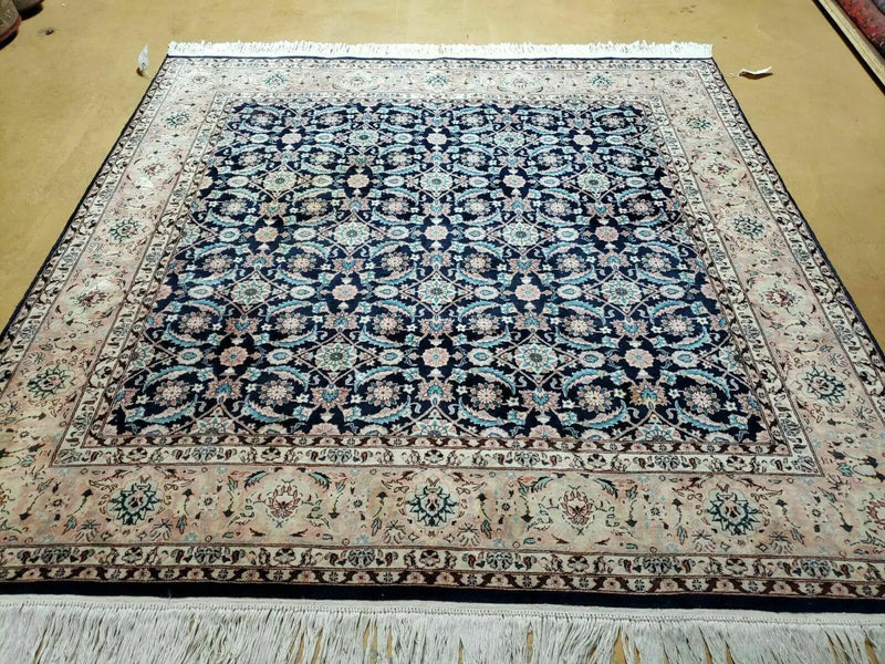 Square Indo Persian Rug 6x6, Hand Knotted, Wool, Allover Pattern by Jewel Rugs
