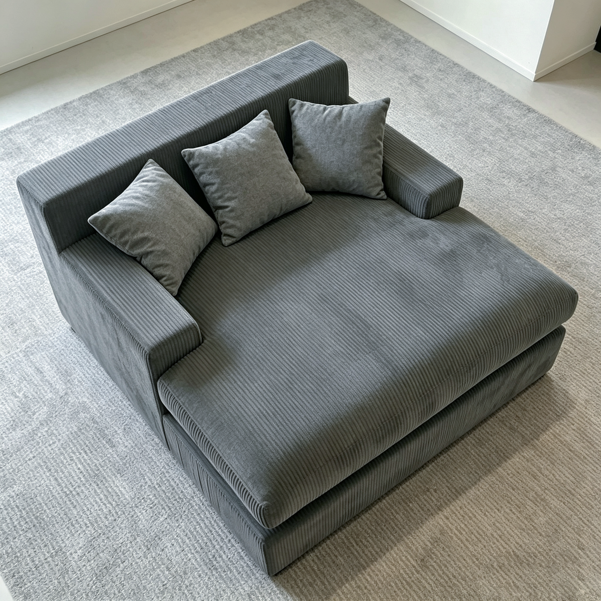 Oversized Corduroy L-Shaped Modular Lazy Sofa, Large Chaise Lounge Bean Bag Chair with Throw Pillows for Living Room Bedroom, photo 6 of 8