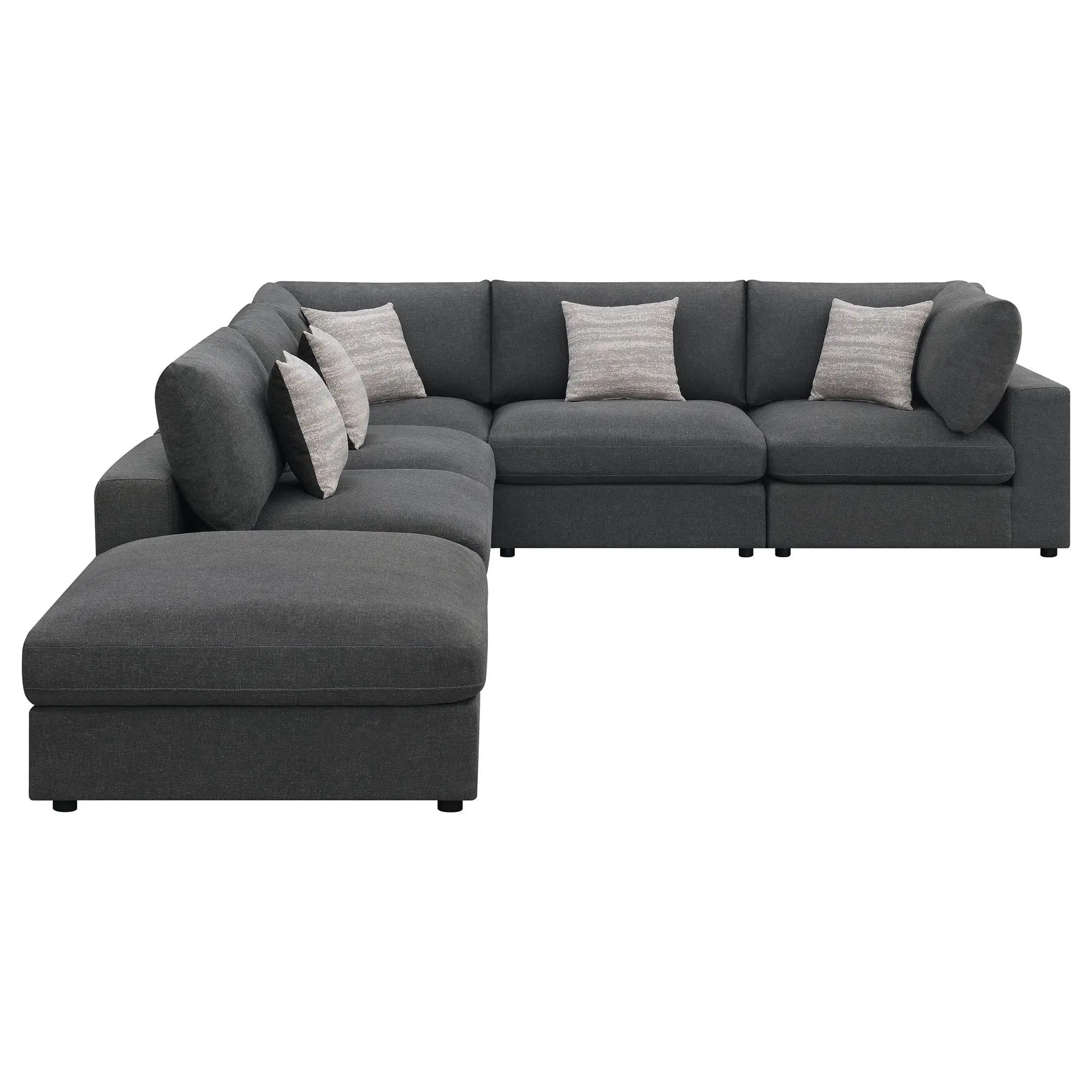 Serene 6-piece Upholstered Modular Sectional Sofa Charcoal by Unique Piece Furniture