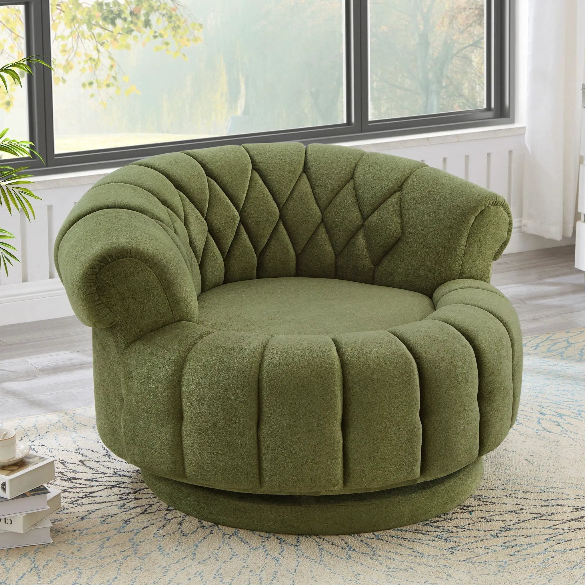Round Swivel Accent Chair With Rotation by Unique Piece Furniture