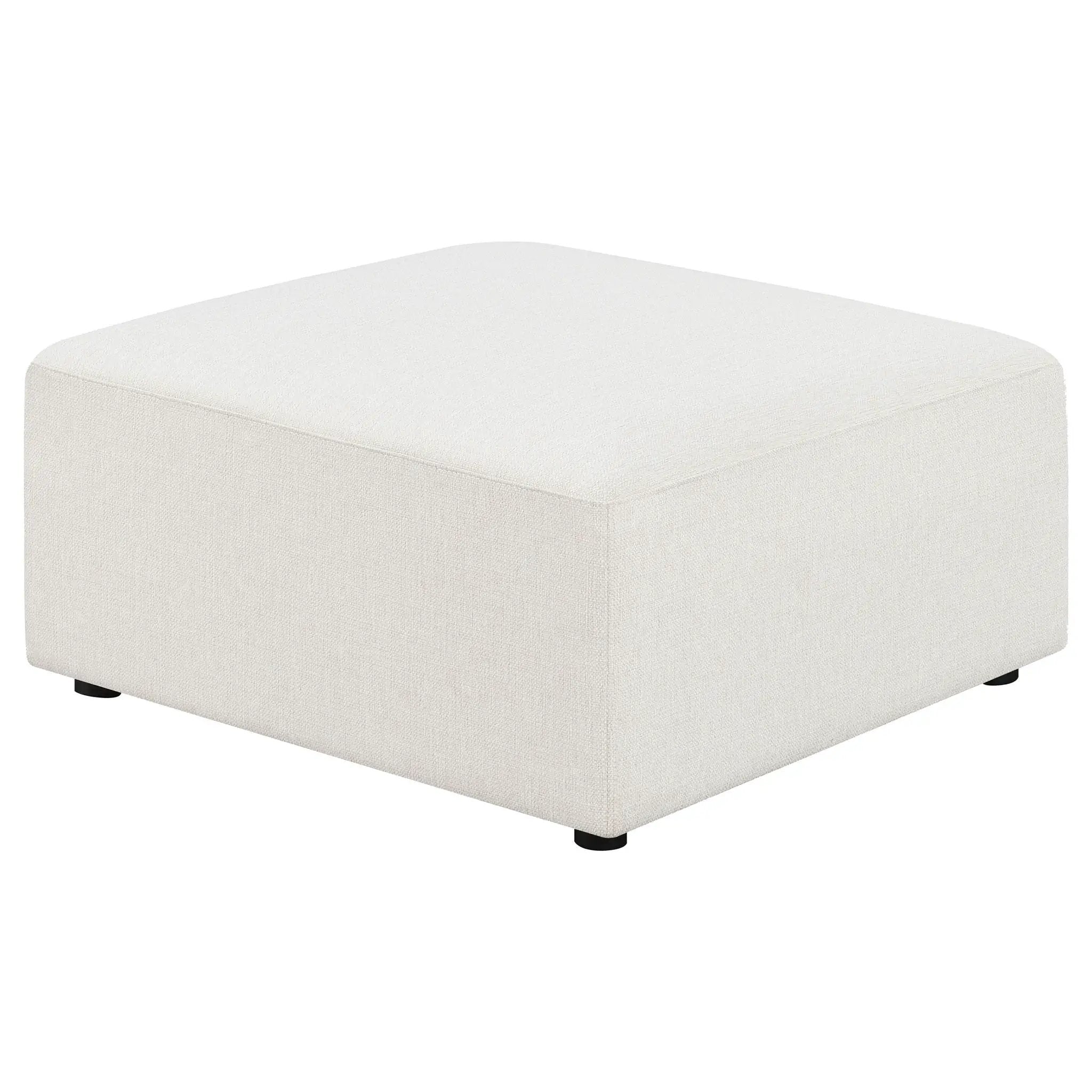 Marlowe - Upholstered Square Ottoman With Soft Sheen - Ivory by HouseOfZazla