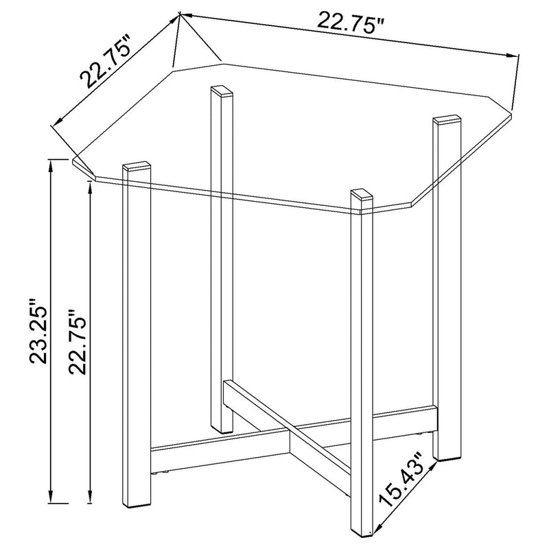 Cronin Square Tempered Glass Top Side End Table Chrome by Unique Piece Furniture