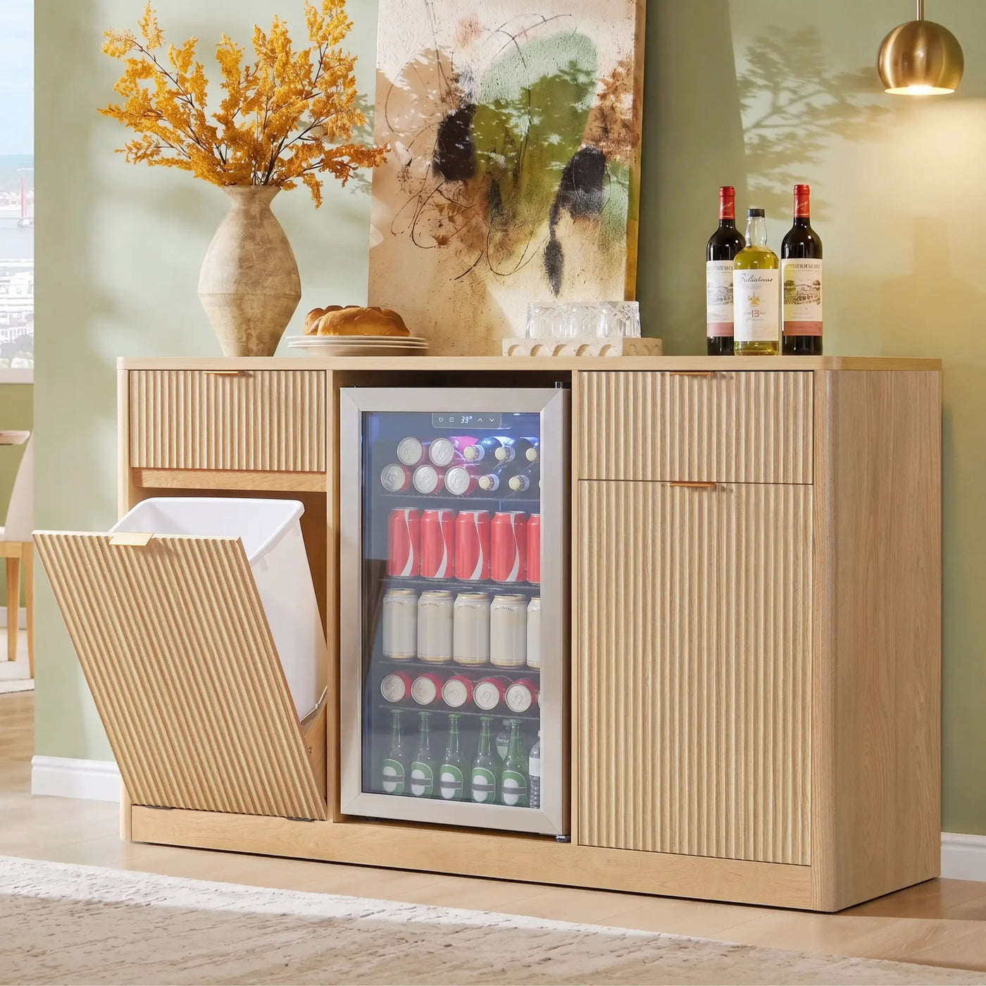 K&K 59" Coffee Bar Cabinet with Fridge Space by HouseOfZazla