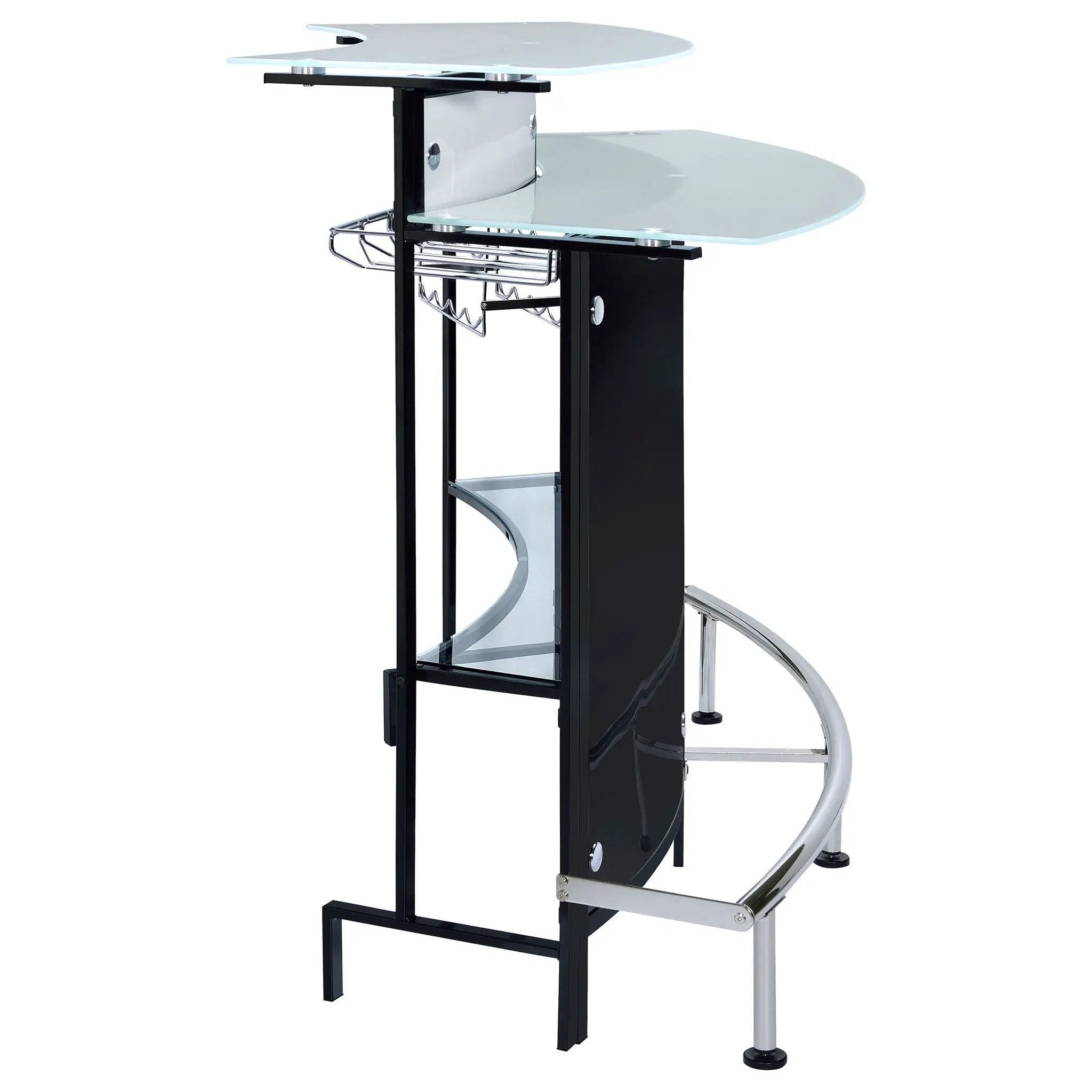 Keystone Curved Glass Top Home Bar Wine Cabinet Black by Unique Piece Furniture
