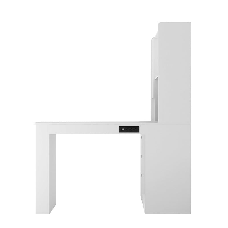 L Shaped Desk with Charger and Drawers by HouseOfZazla