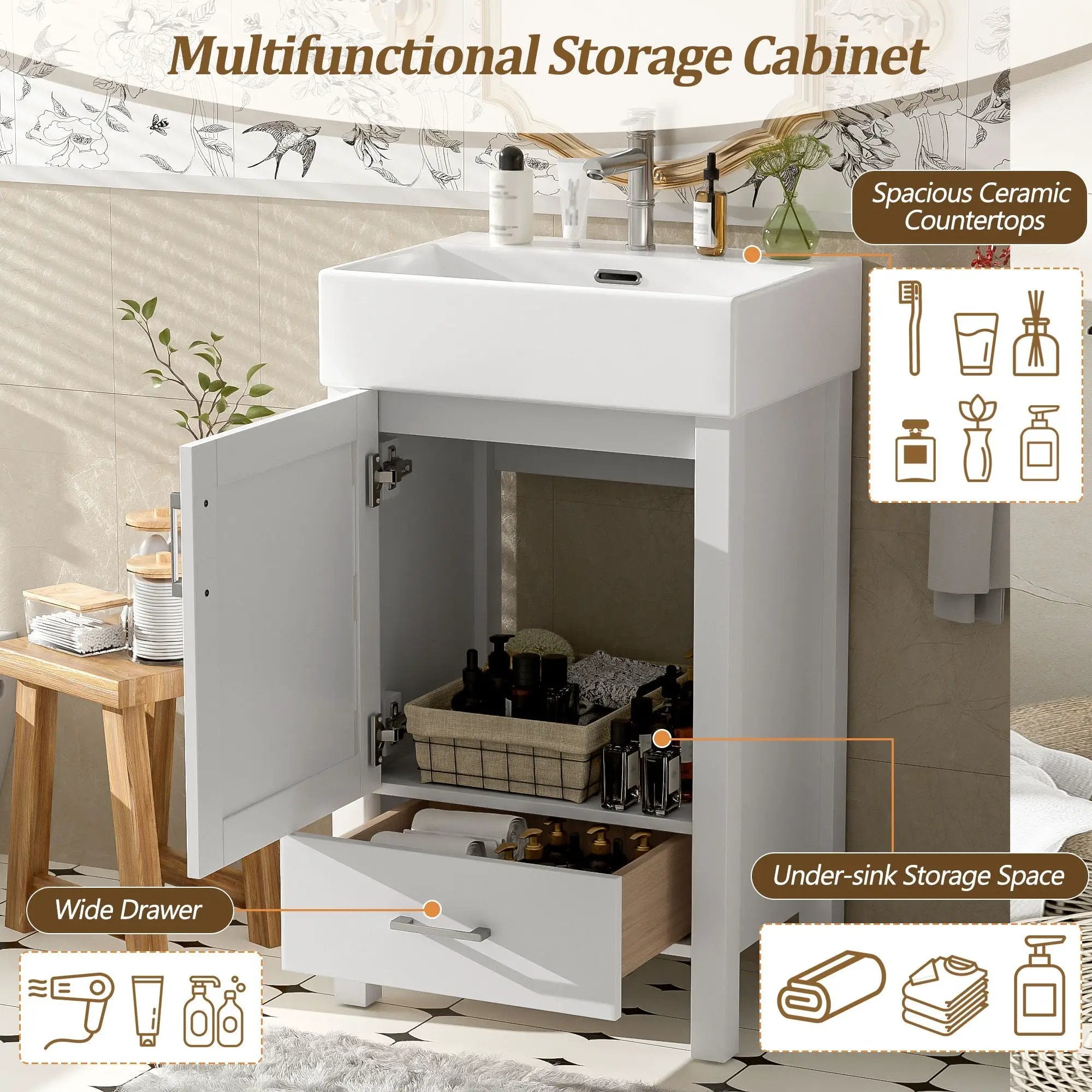Bathroom Vanity With Sink, Frame And Drawer by Unique Piece Furniture
