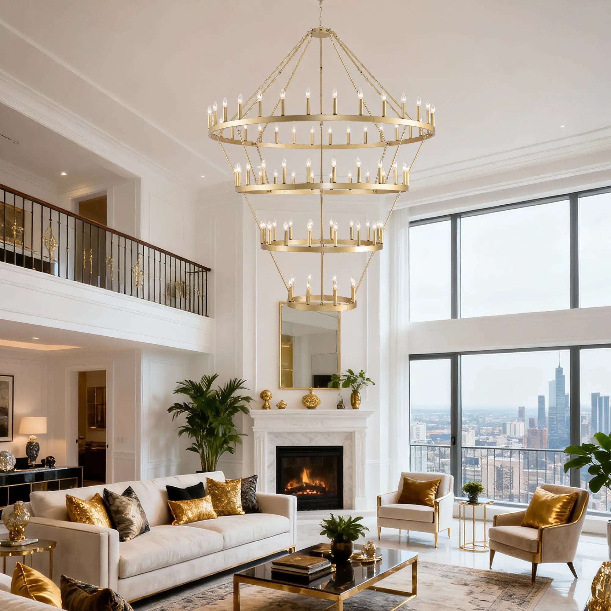 70.87 Inch 3-Tier Wagon Wheel Chandelier by HouseOfZazla