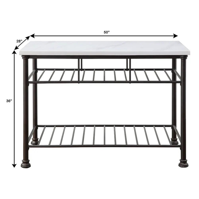 Freyja - Kitchen Island - White Cultured Marble Top & Gray by Unique Piece Furniture