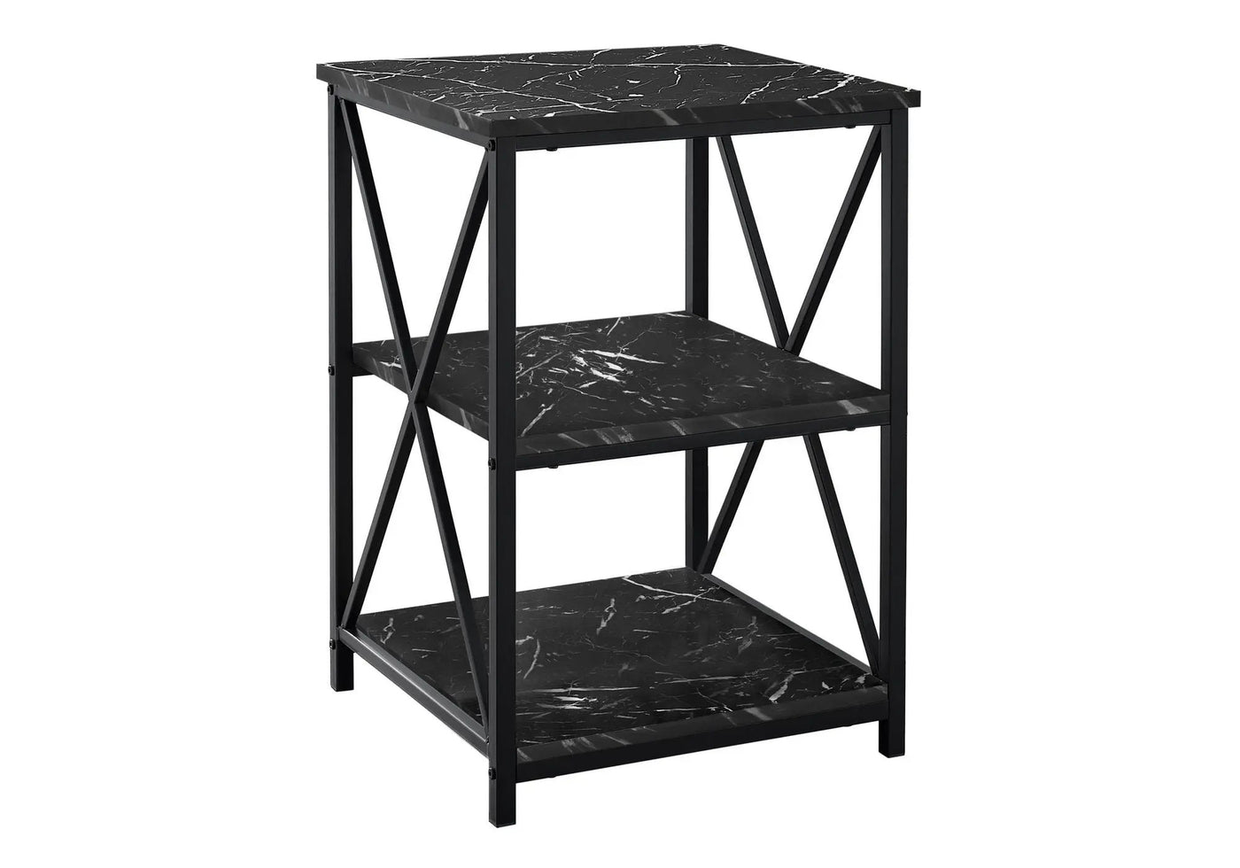 3 Tier Accent Table Side Marble Look Contemporary & Modern by HouseOfZazla
