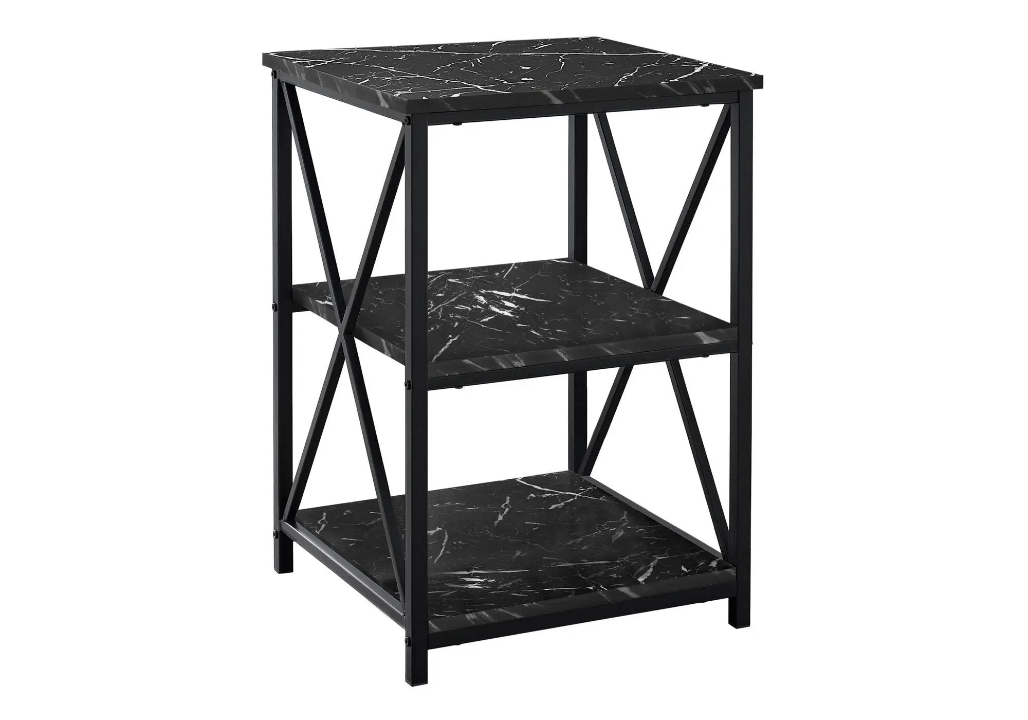 3 Tier Accent Table Side Marble Look Contemporary & Modern by HouseOfZazla