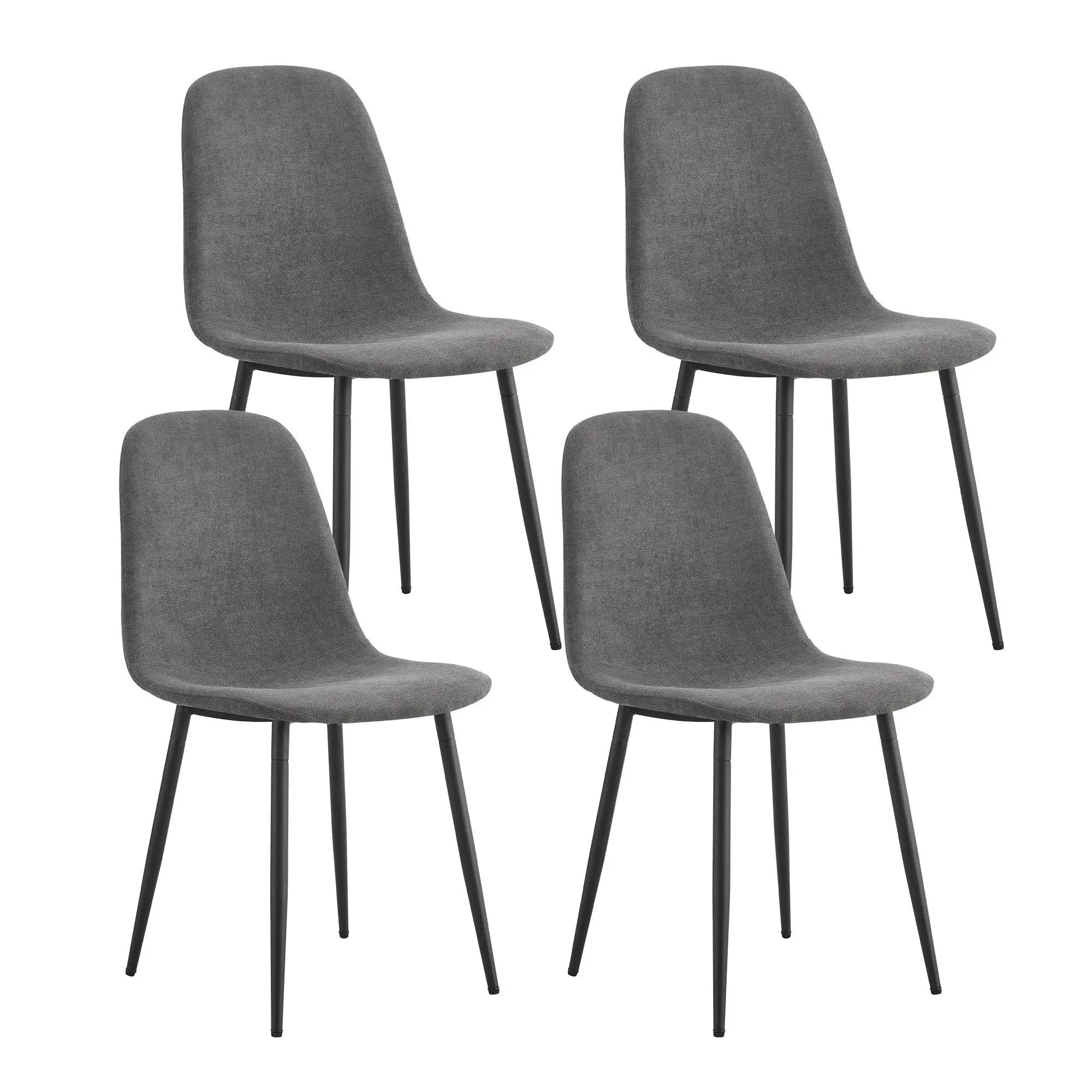 Modern Medieval Style Cushioned Side Chairs Set With Metal Legs For Kitchens by Unique Piece Furniture