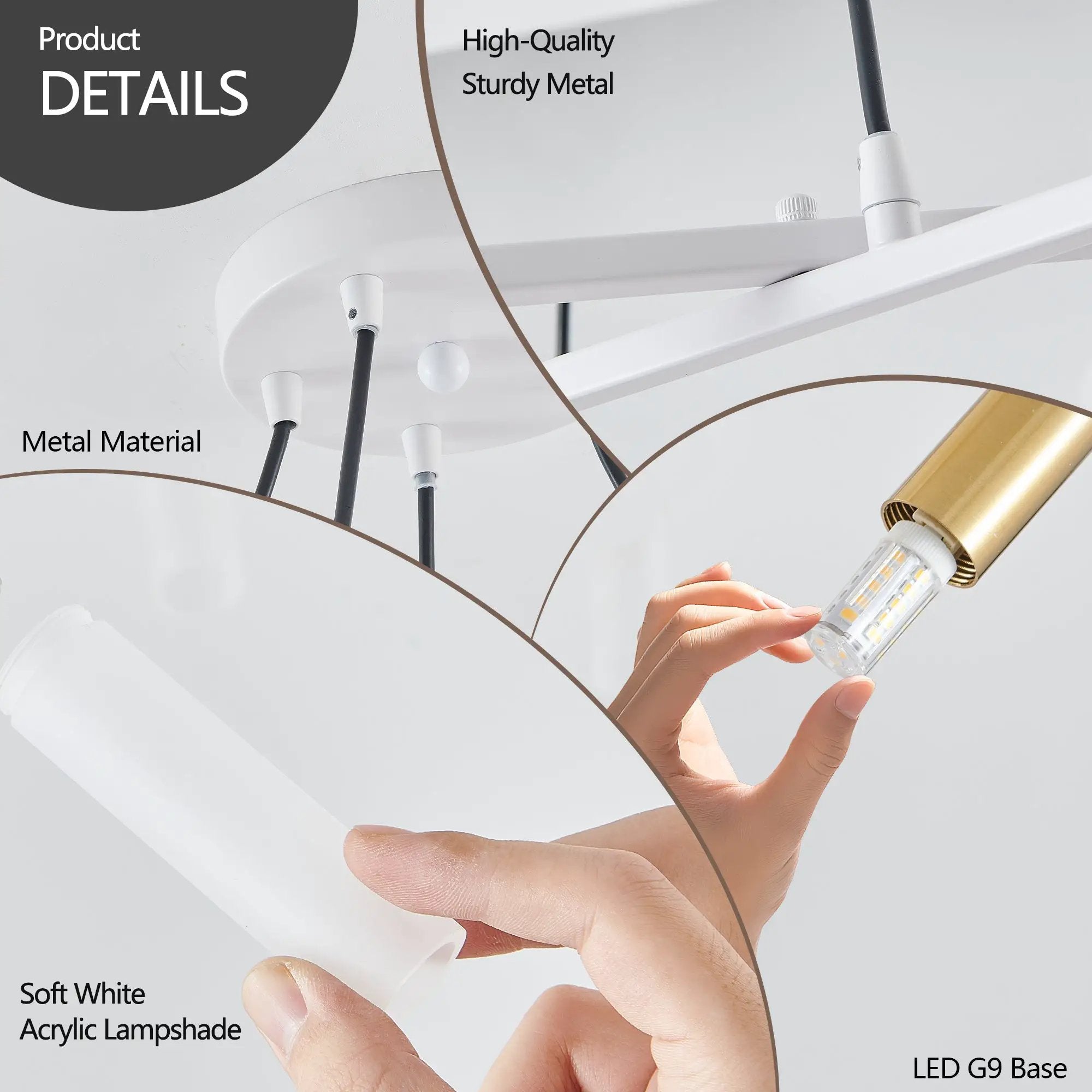 41" White & Golden Modern Chandelier Light Fixture by HouseOfZazla