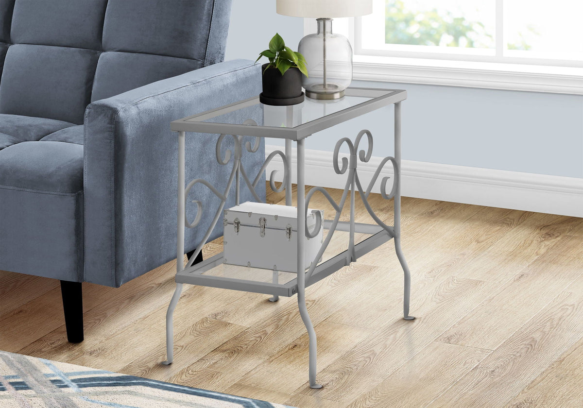 Elegant Design Accent Table with Tempered Glass Top - Gray or White, photo 2 of 8