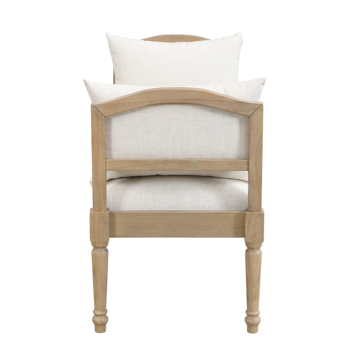 Upholstered Bench with Turned Legs & Side Cushions - Beige or Greige, photo 9 of 10