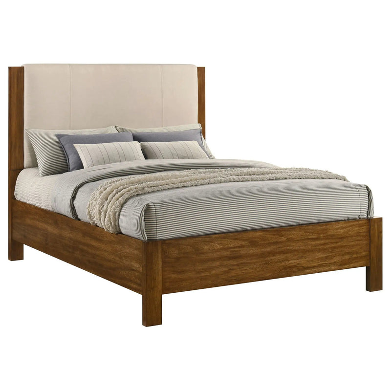 Adderley Queen Wood Panel Bed Cream and Warm Brown by Unique Piece Furniture