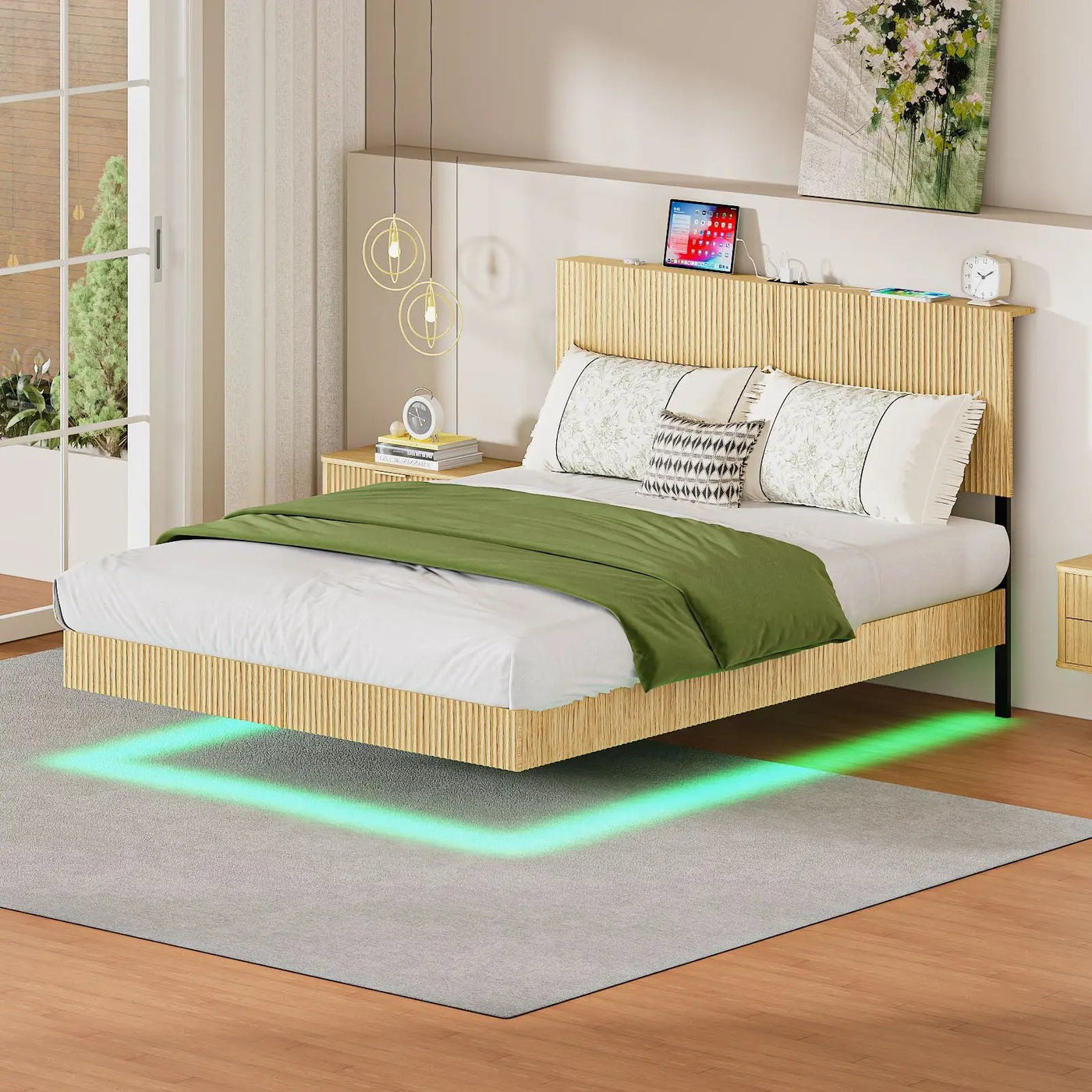 Floating Bedstead With Charging Station And LED Lights by Unique Piece Furniture